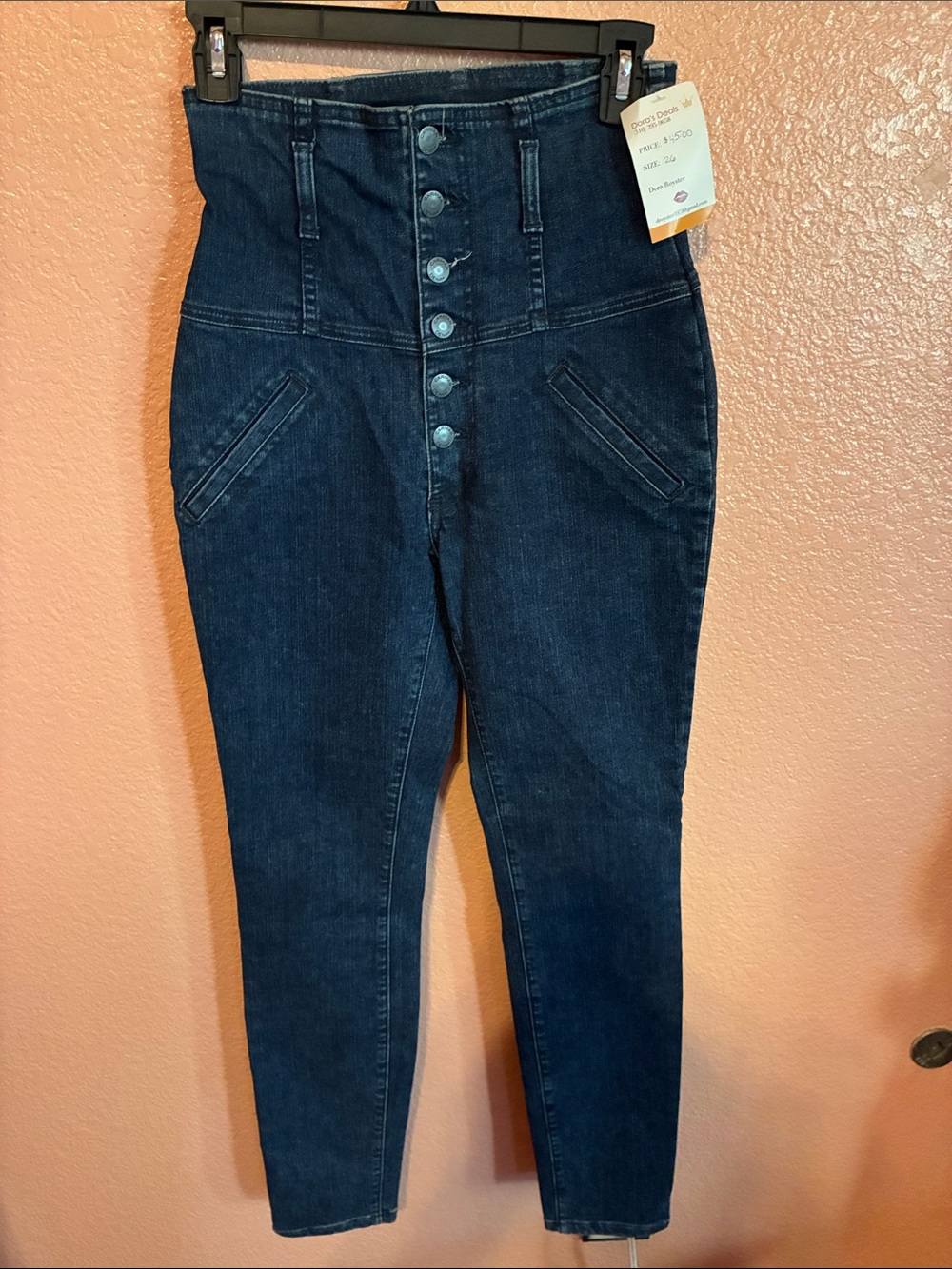 Carmar of Los Angeles High-Rise Button-Fly Dark Indigo Jeans